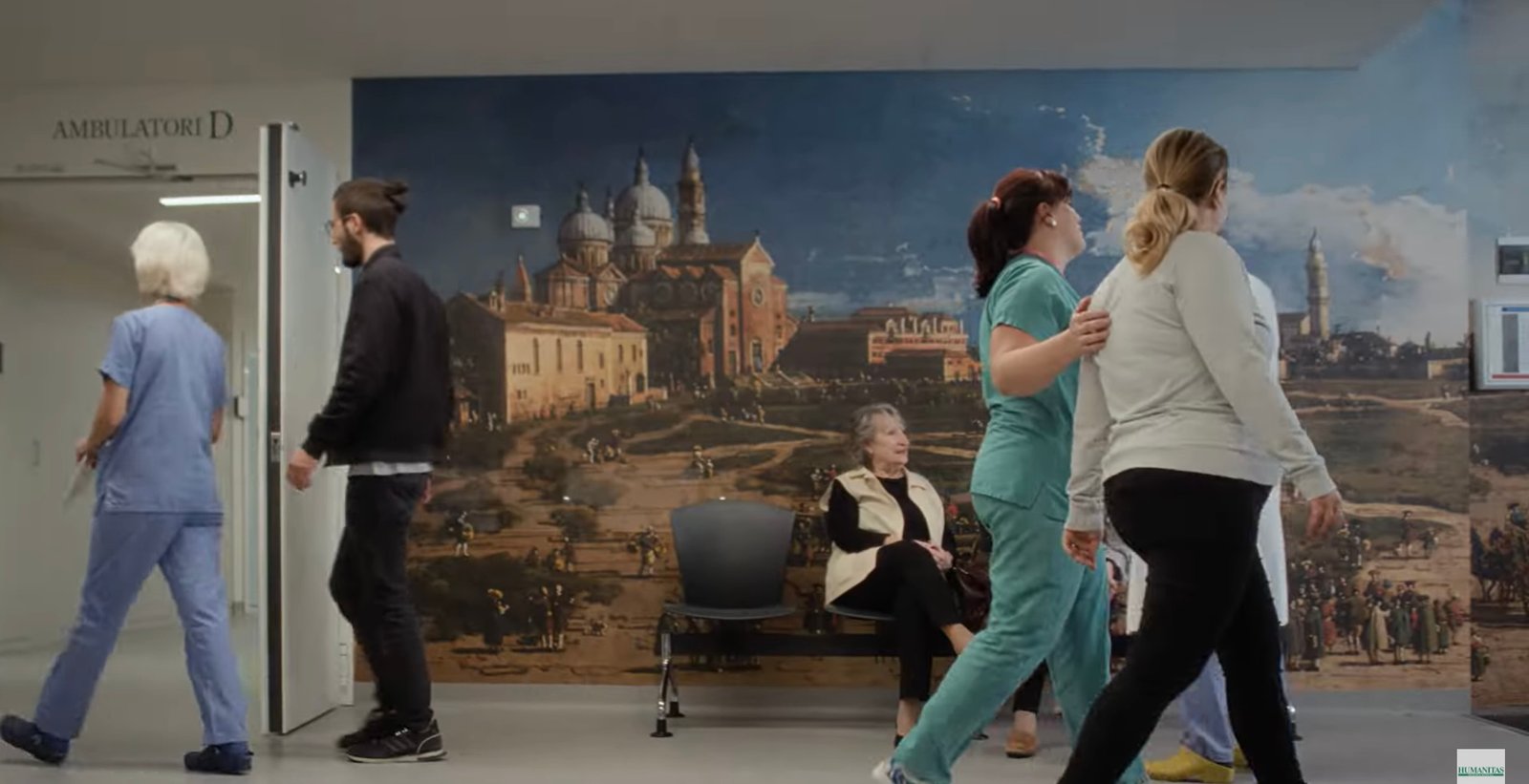 Prato della Valle in Padua, Canaletto, Humanitas Pio X corridor, 2024.