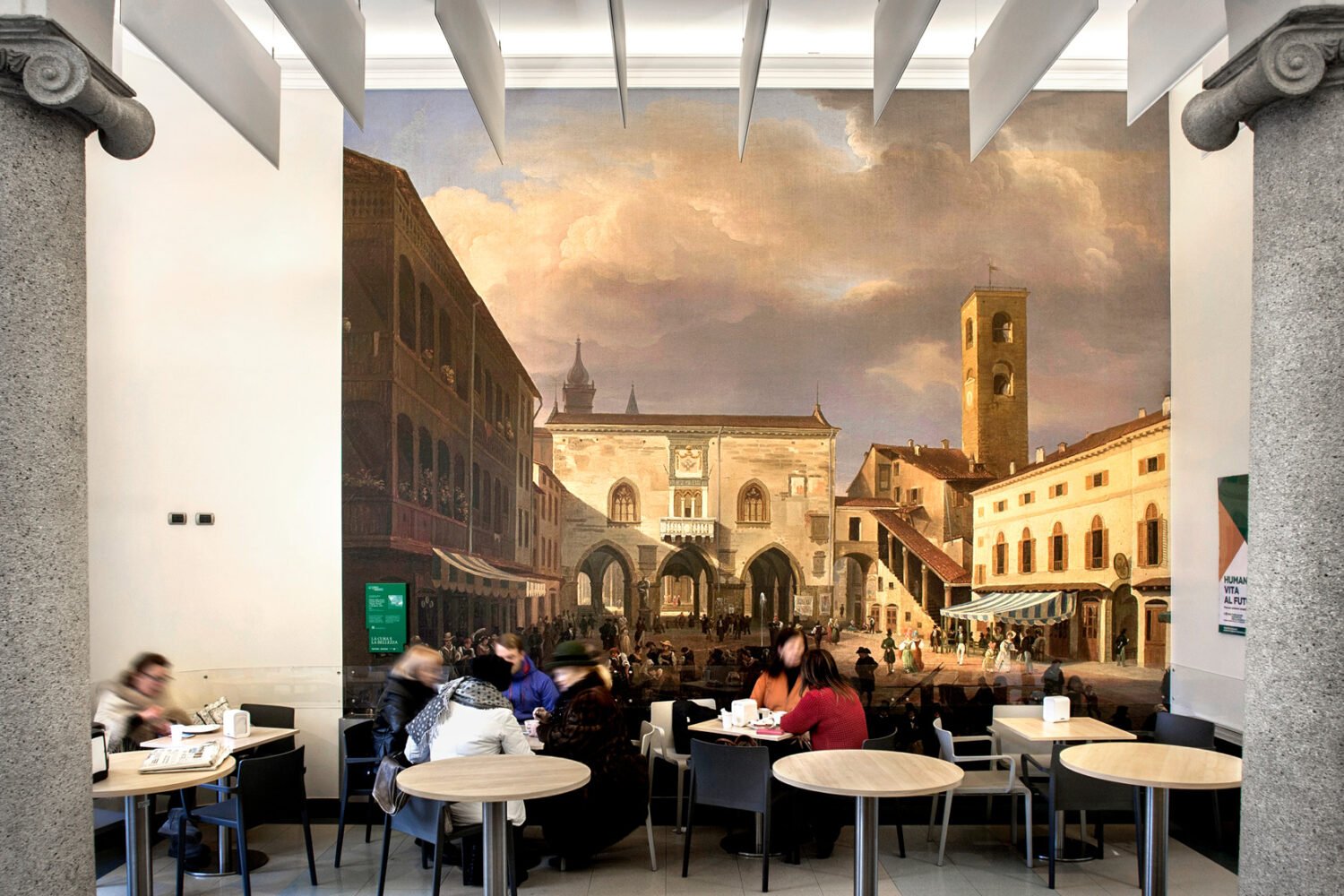 View of Piazza Grande in Bergamo by Costantino Rosa, Bar of Humanitas Gavazzani, 2018