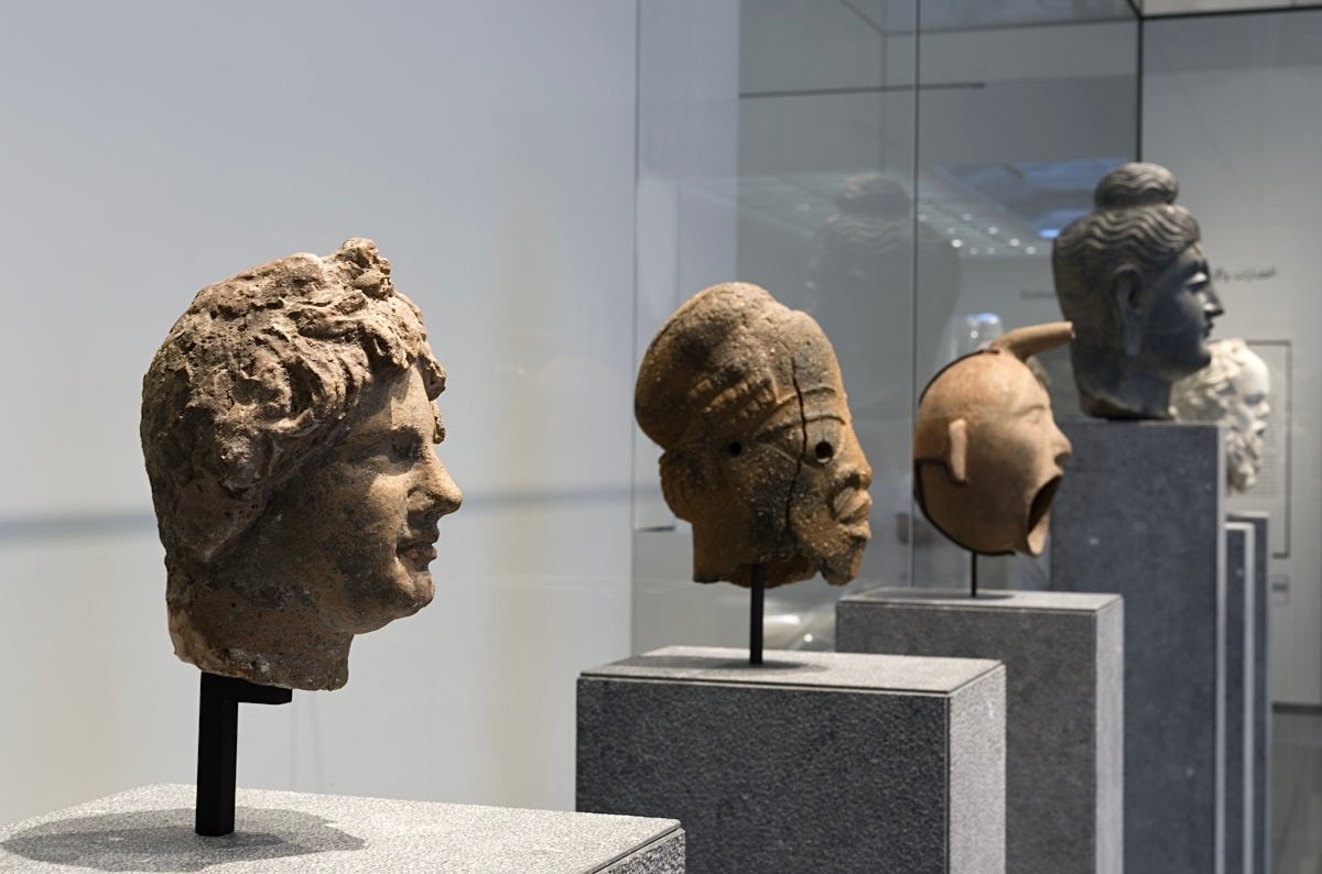 View of the Louvre's collection of ancient artefacts in Abu Dhabi, UAE