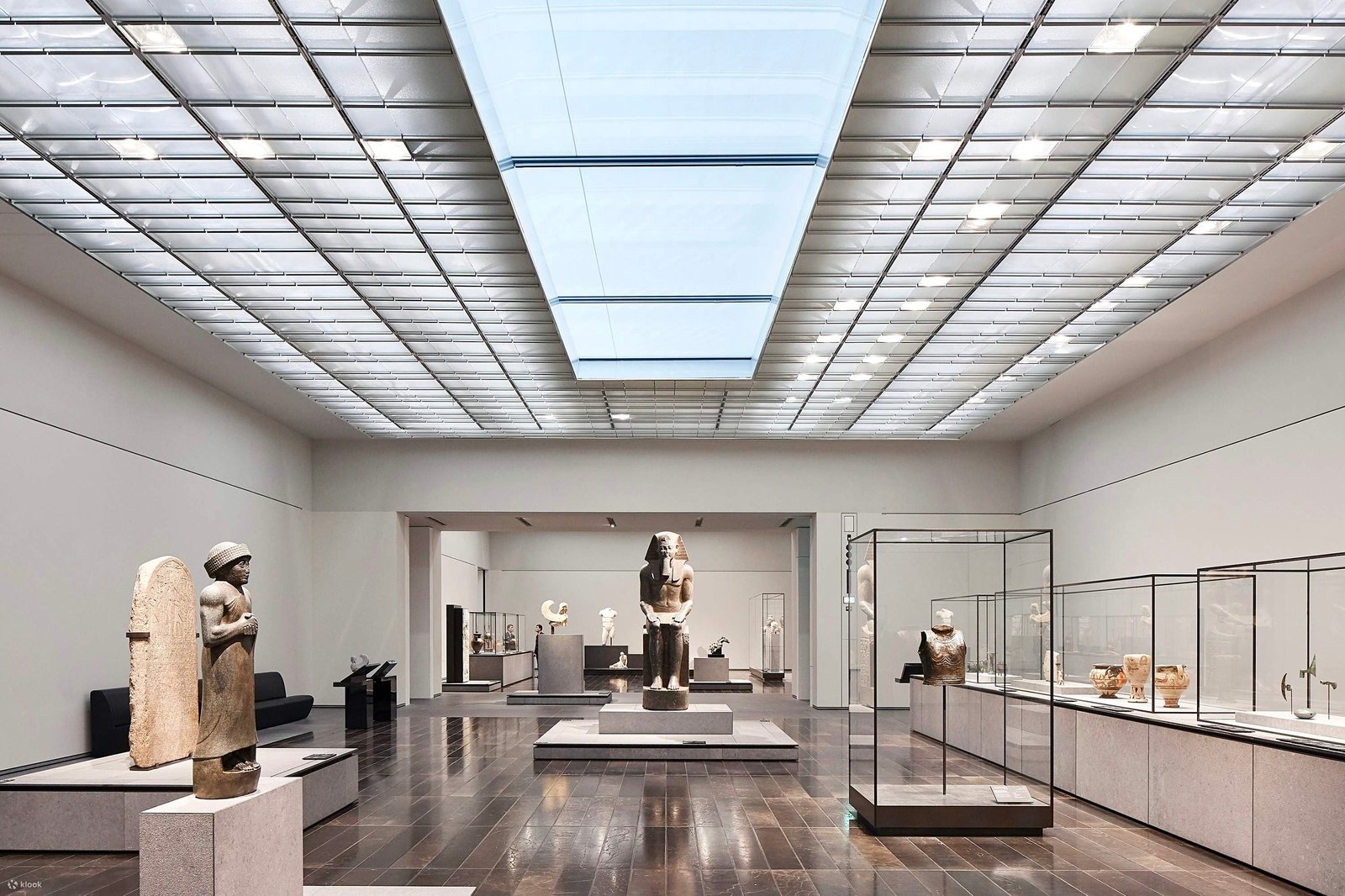 View of the Louvre's collection of ancient artefacts in Abu Dhabi, UAE