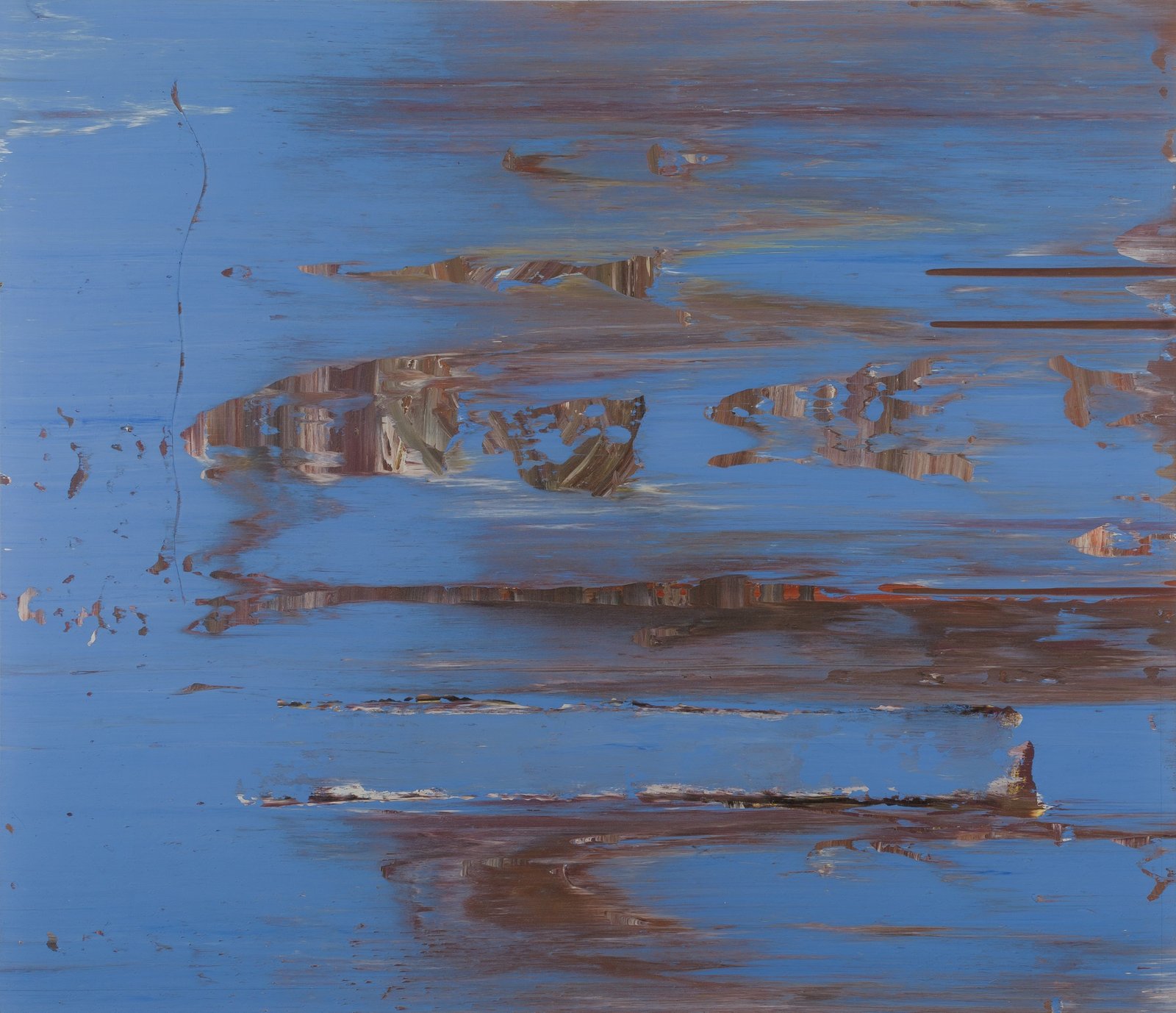 Jack Whitten. Mirsinaki Blue. 1974. Acrylic on canvas, 62 1/8 × 72 1/8″ (157.8 × 183.2 cm). Collection of the Herbert F. Johnson Museum of Art, Cornell University. Gift of Leonard and Ruth Bocour. © 2024 Herbert F. Johnson Museum of Art, Cornell Universit