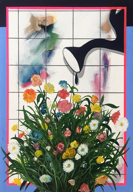 Chantal Criniti, annaffiare è un gesto sottovalutato, 2024, 50x35cm, olio e acrilico su tela