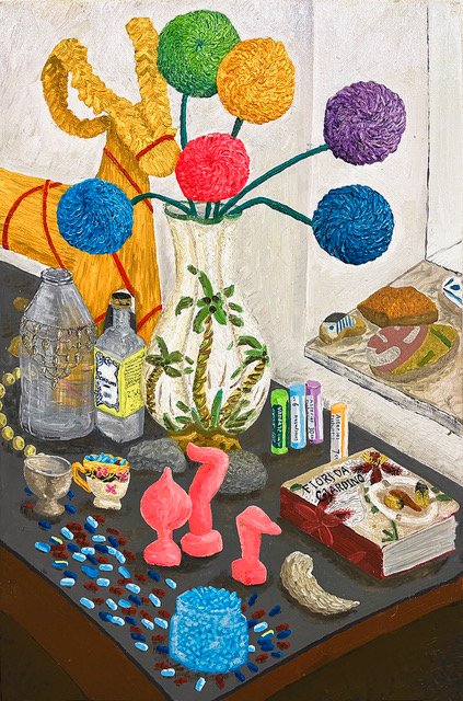 Francesco Cuttitta, vaso di fiori, n.5, olio su tela, 79x54, 2024 