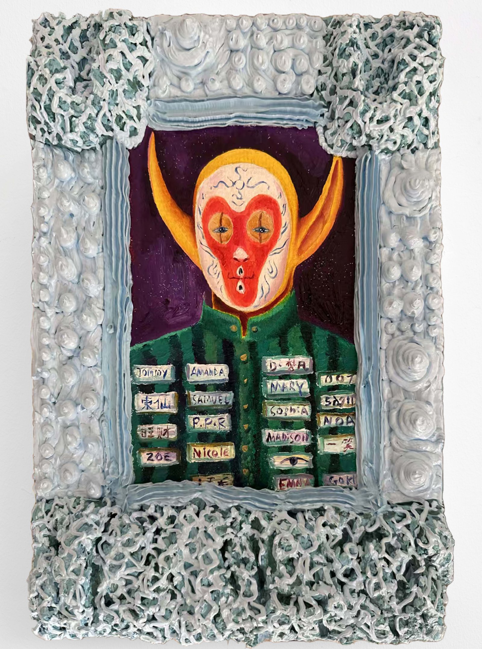 A multiple identity enthusiast 2025 oil on board 22x31 cm 8.58x12.14