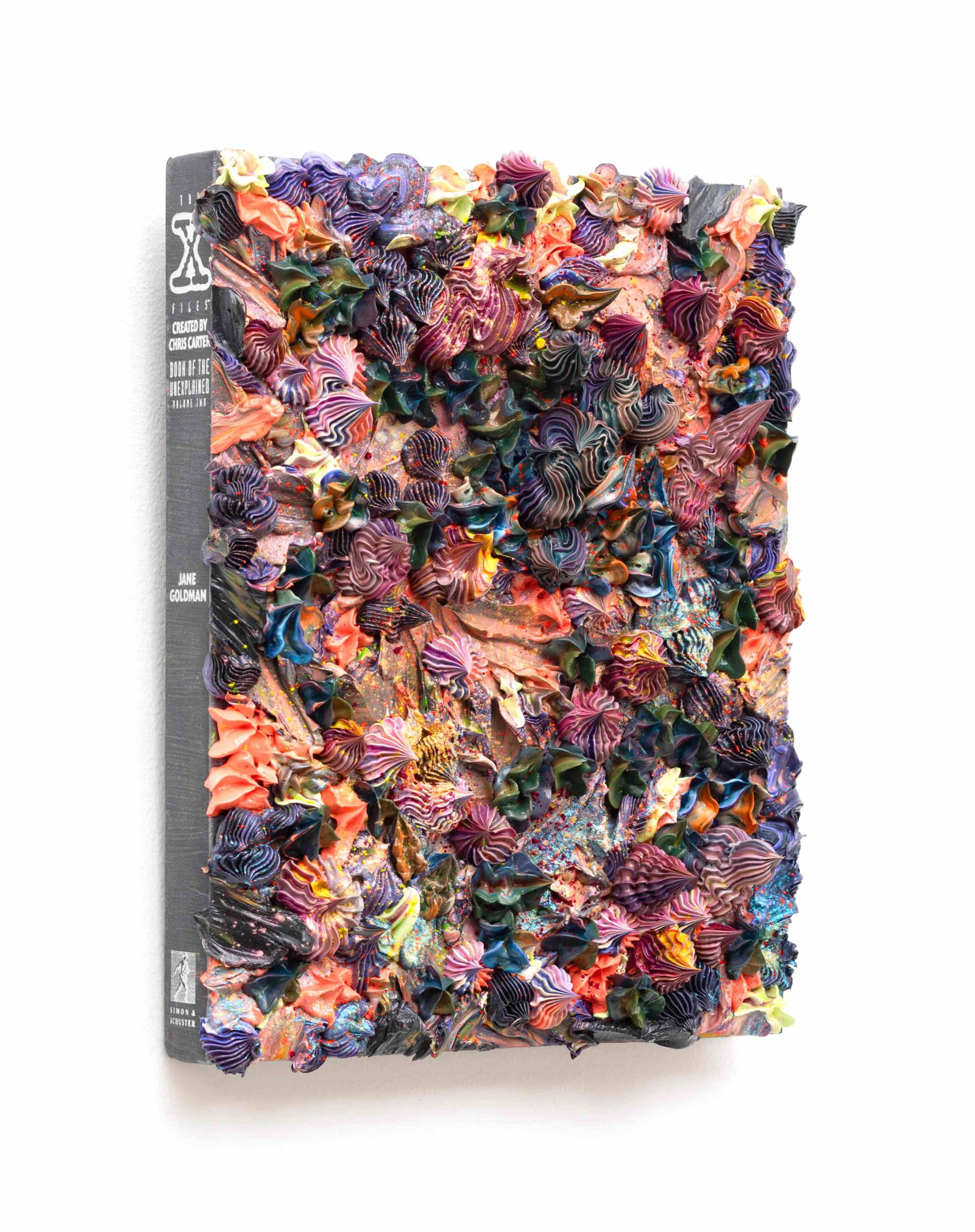 Karen David, Arcadia (Season 6, Episode 15), 2024, Oil and powder pigments on found book (The X-Files, Book of the Unexplained, Volume 2, 1997, Jane Goldman)