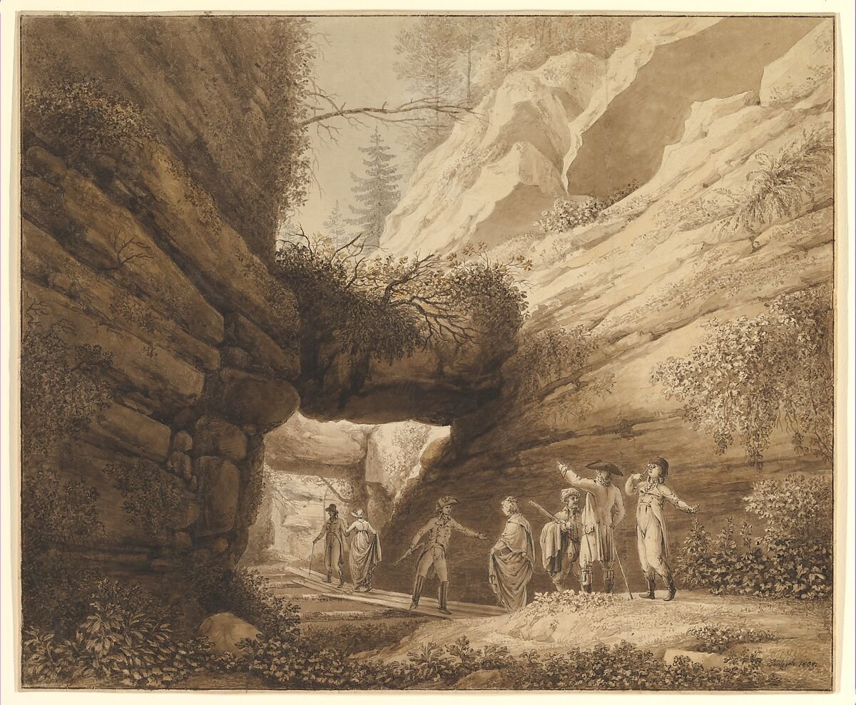 Viaggiatori presso l'arco di roccia nell'Uttewalder Grund Johann Moritz Gottfried Jentzsch, 1804