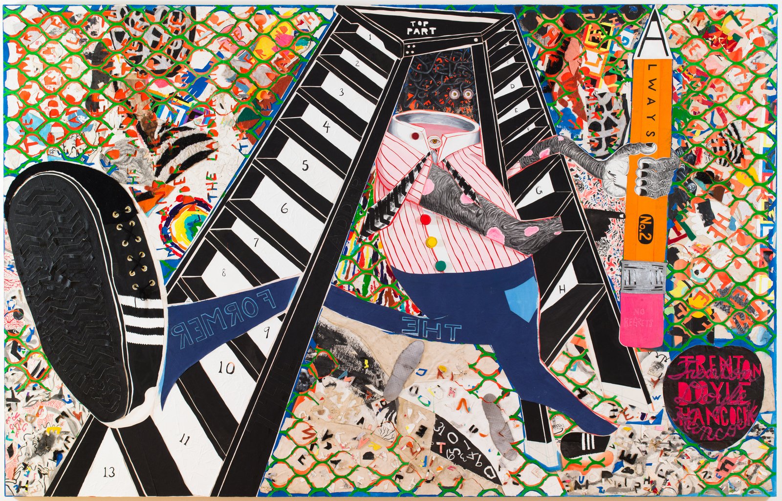 Trenton Doyle Hancock, The Former and the Ladder or Ascension and a Cinchin', 2012, acrylic and mixed media on canvas, 84 x 132 x 3 inches (213 4 x 335 3 x 7.6 cm). and mixed media on canvas, 84 x 132 x 3 inches (213.4 x 335.3 x 7.6 cm). Museum of Fine Ar