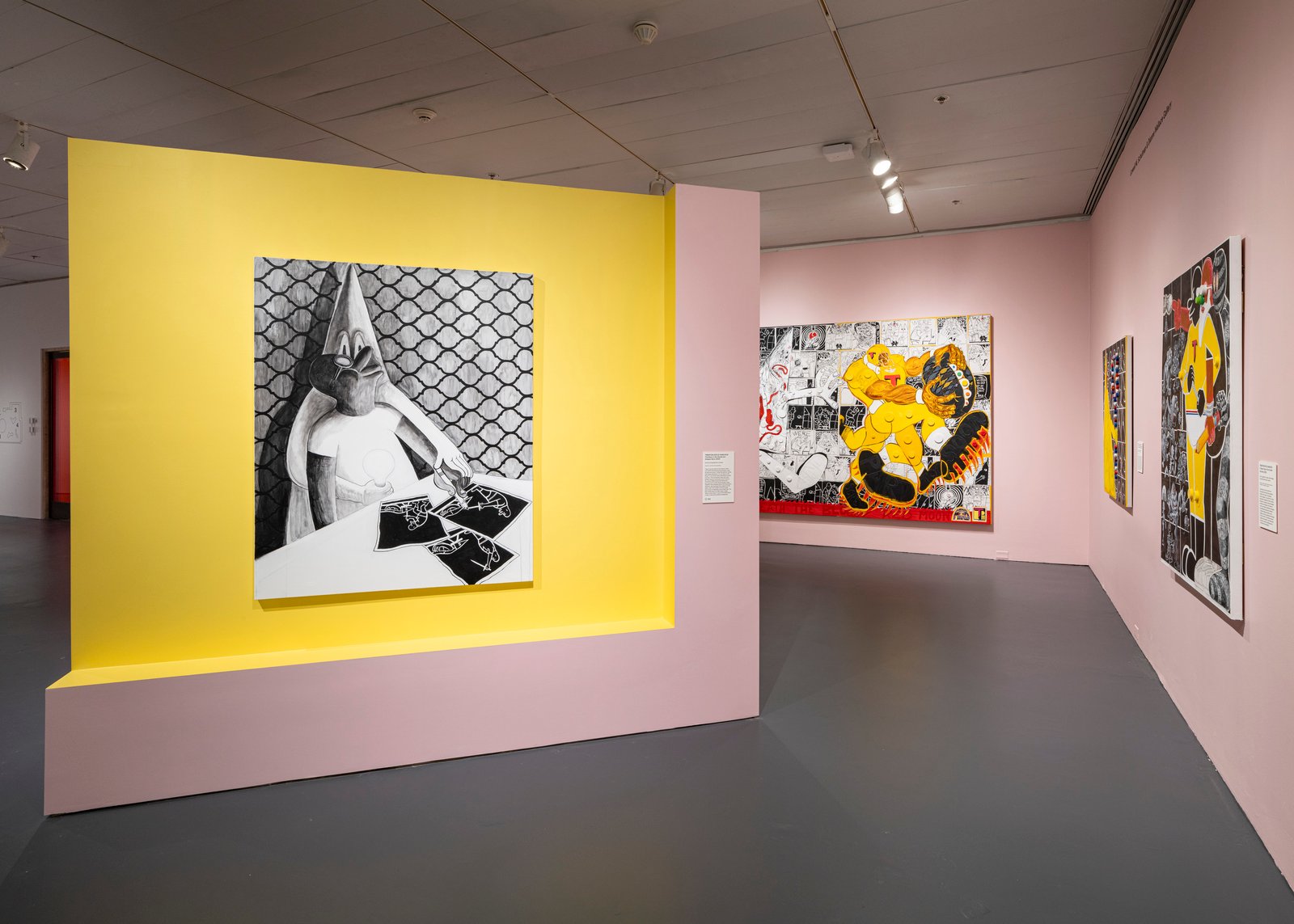 Installation view Draw Them In, Paint Them Out: Trenton Doyle Hancock confronts Philip Guston at the Jewish Museum, NY, 8 November 2024-30 March 2025. Photograph by Gregory Carter / Document Art