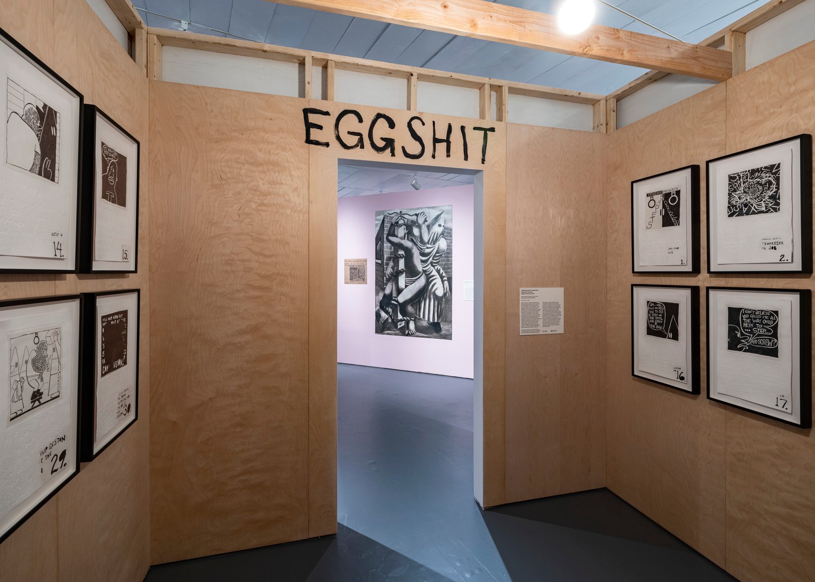 Installation view Draw Them In, Paint Them Out: Trenton Doyle Hancock confronts Philip Guston at the Jewish Museum, NY, 8 November 2024-30 March 2025. Photograph by Gregory Carter / Document Art