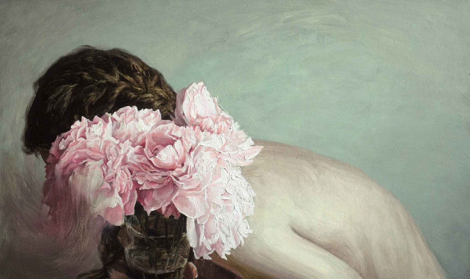 Hélène Delmaire, Still Life With Flowers IV, oil on wood, 2015
