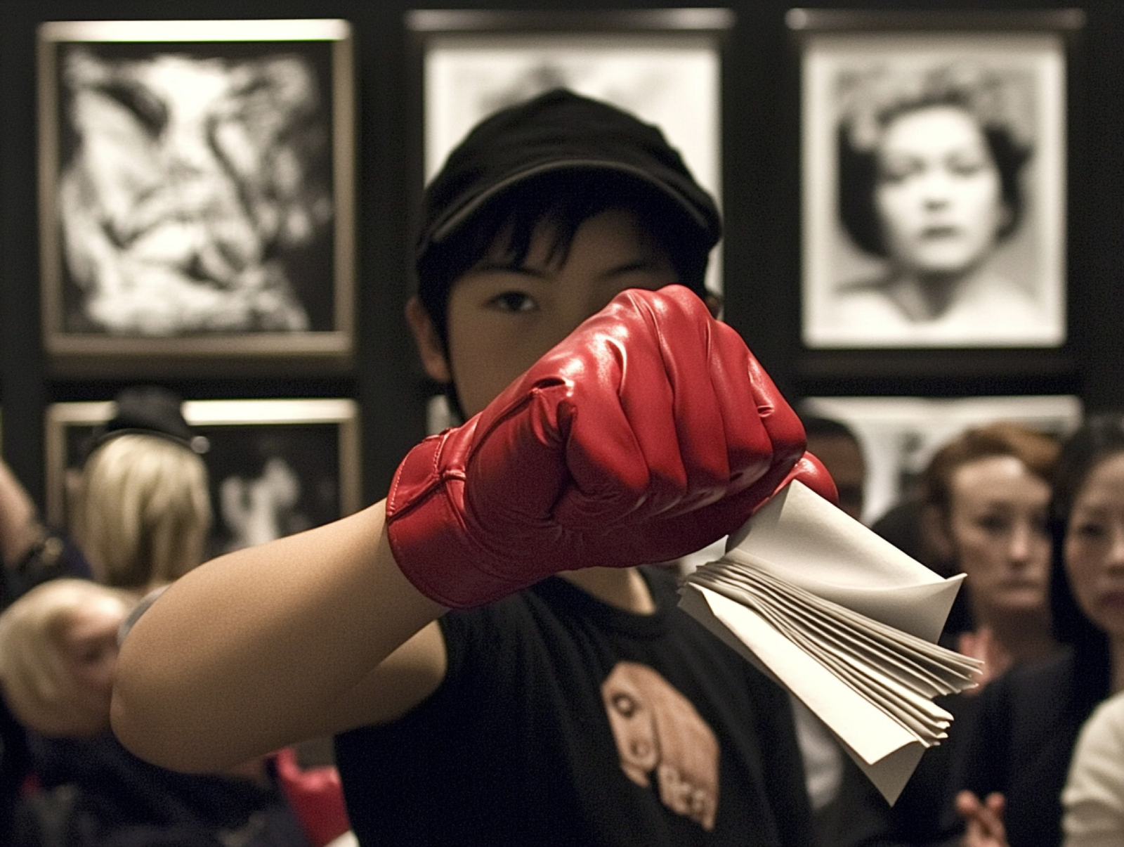 "Pizzini", azione realizzata da Luca Rossi presso il Museo MAMbo di Bologna, 2025.