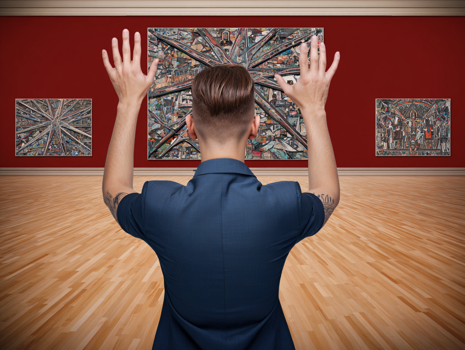 The image of an art critic inside a contemporary art gallery, Courtesy of Luca Rossi